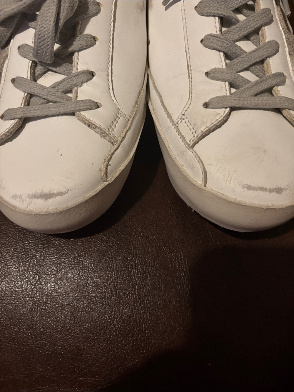 Golden Goose White Sneakers with Gray Star Accent - Picture 7 of 13